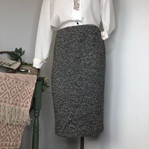 DD COLLECTION Wool Cashmer Tweed Slit Pencil Skit Size 6 NWT Old Money Vintage